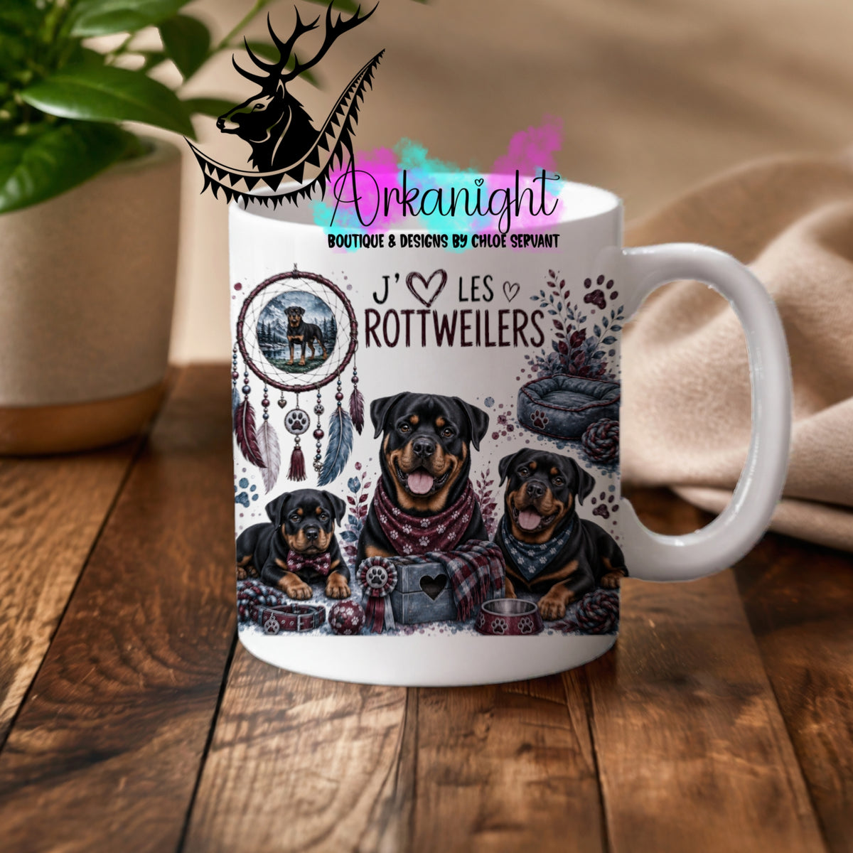 Numérique - Tasse en céramique - Collection Boho 2026 ♡ Chiens ♡ Rottweilers
