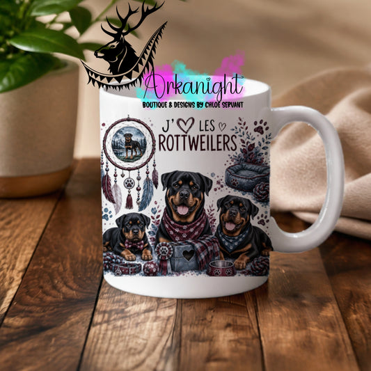 Tasse en céramique sur commande - Collection Boho 2026 ♡ Chiens ♡             Rottweilers