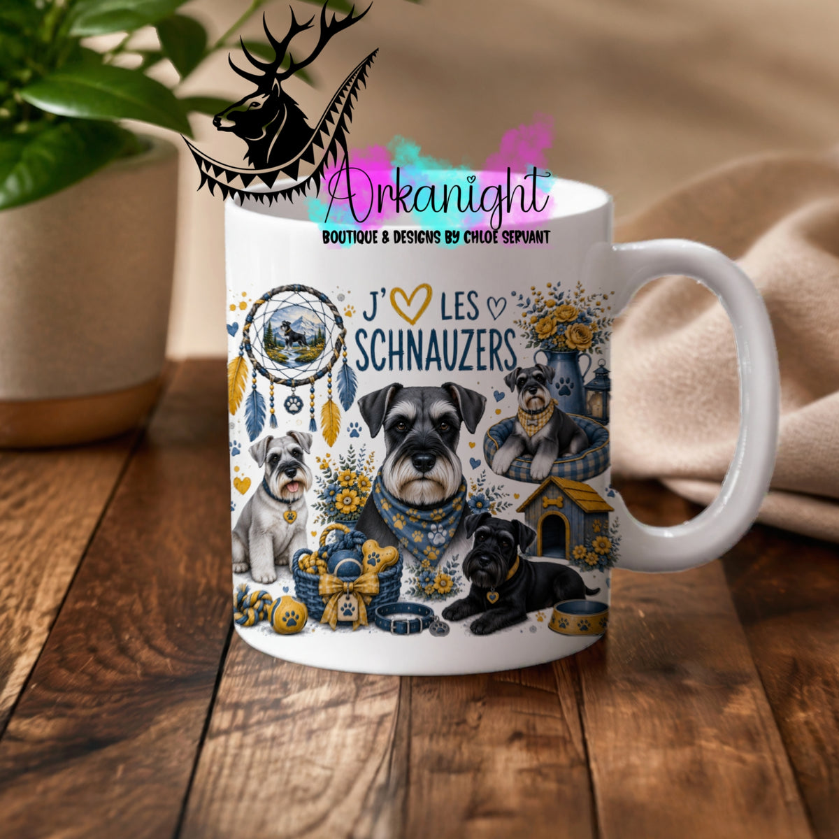 Numérique - Tasse en céramique - Collection Boho 2026 ♡ Chiens ♡ Schnauzer
