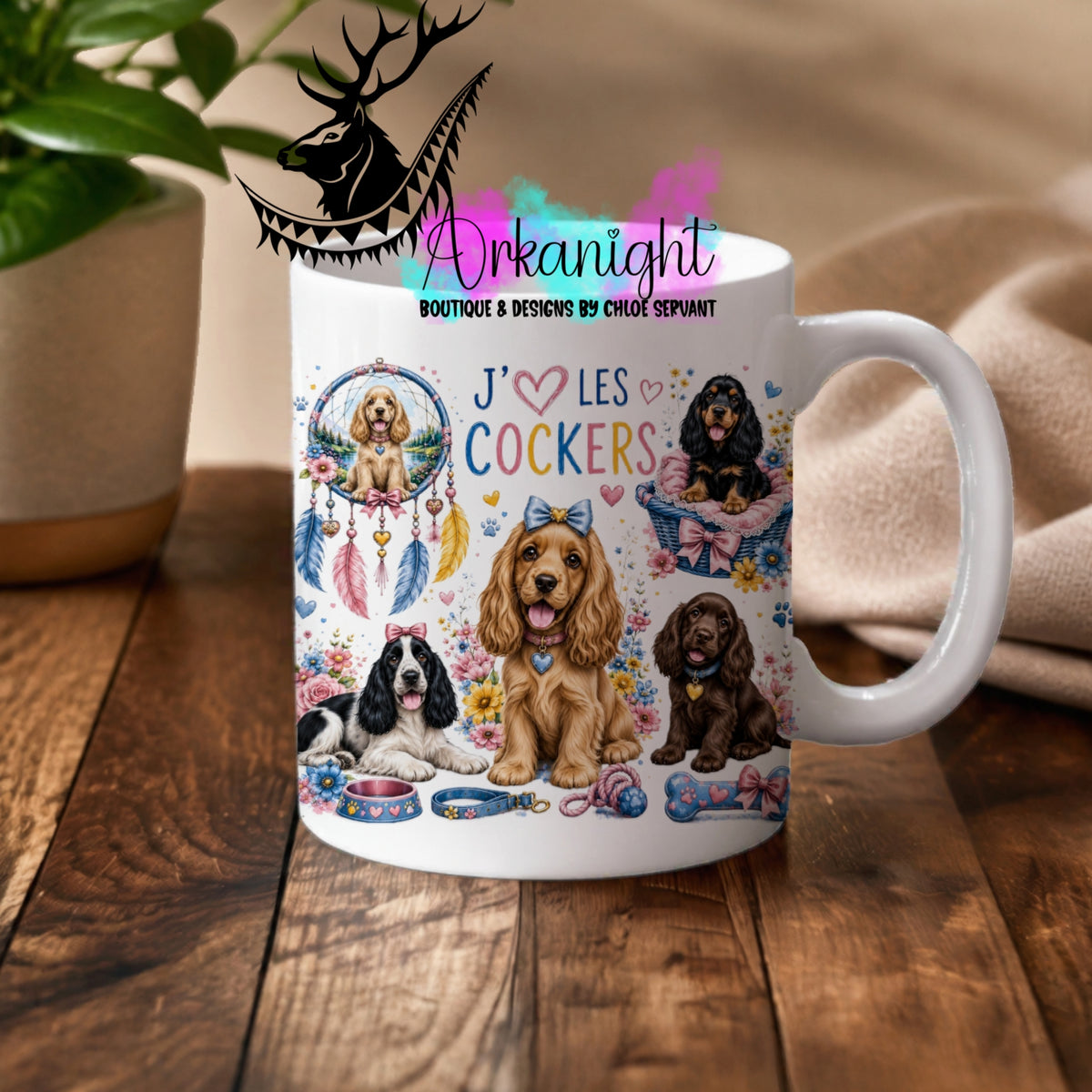 Tasse en céramique sur commande - Collection Boho 2026 ♡ Chiens ♡        Cockers