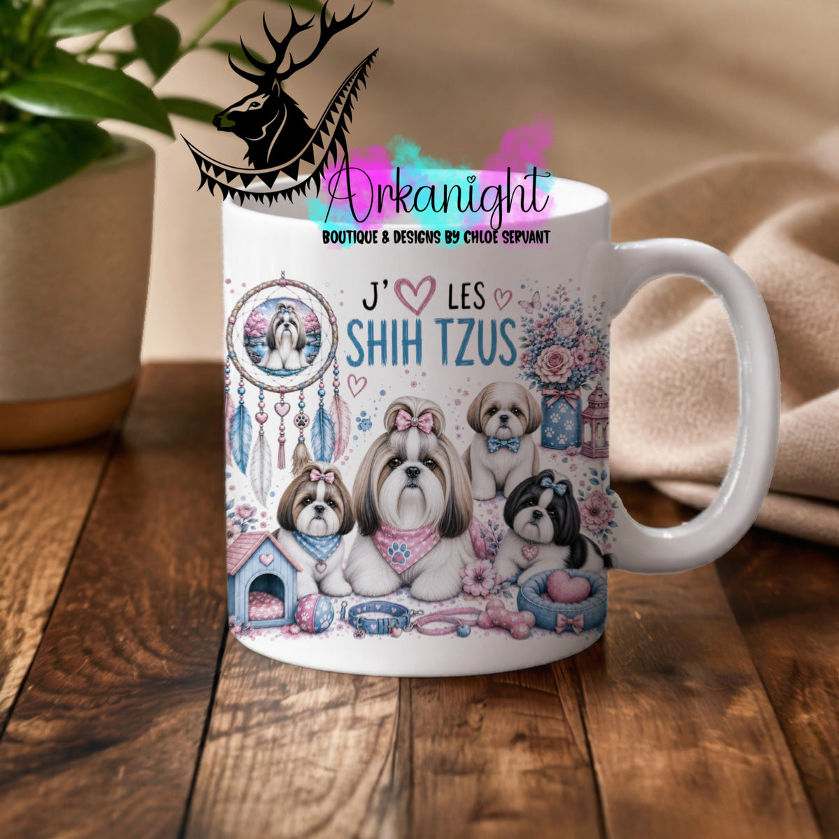 Tasse en céramique sur commande - Collection Boho 2026 ♡ Chiens ♡      Shih Tzu