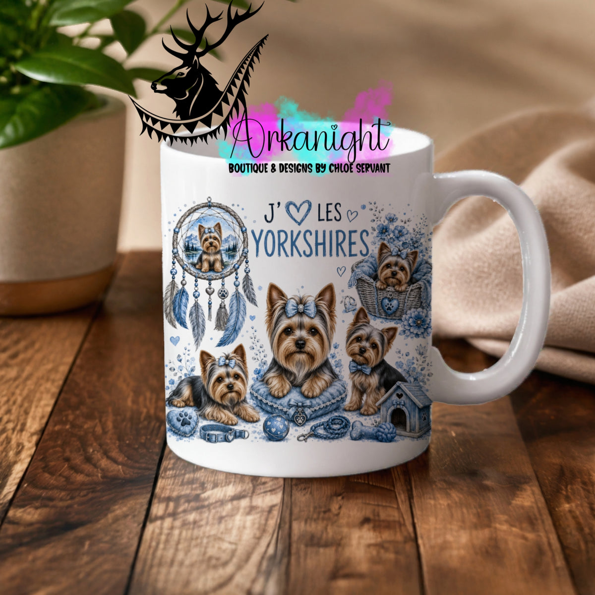 Numérique - Tasse en céramique - Collection Boho 2026 ♡ Chiens ♡ Yorkshires