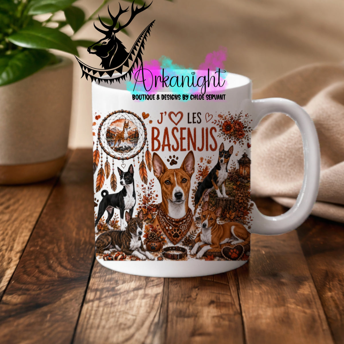 Numérique - Tasse en céramique - Collection Boho 2026 ♡ Chiens ♡ Basenjis