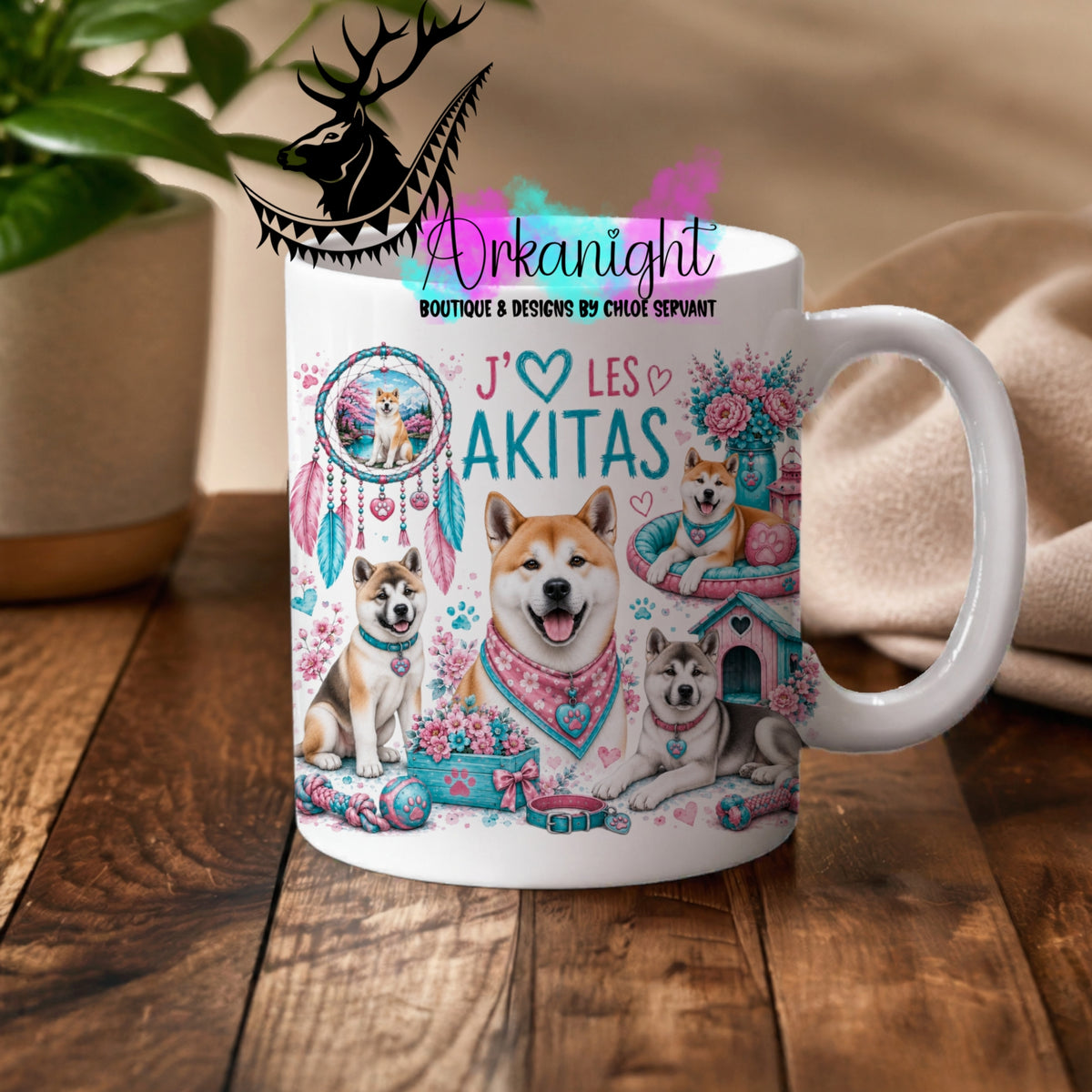 Numérique - Tasse en céramique - Collection Boho 2026 ♡ Chiens ♡ Akitas