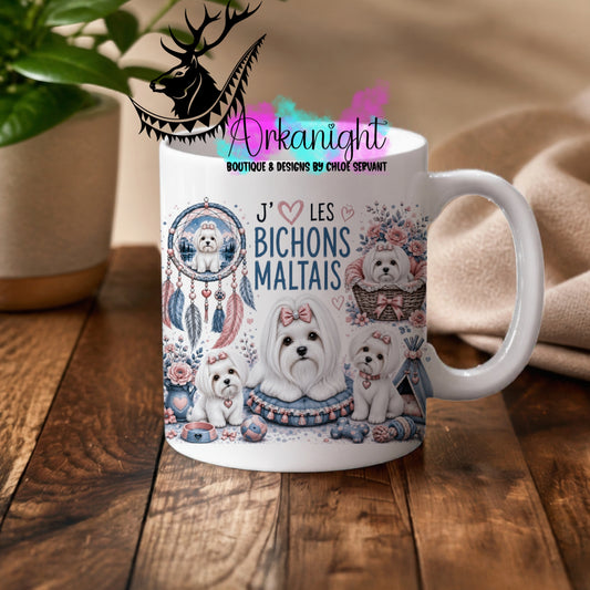 Tasse en céramique sur commande - Collection Boho 2026 ♡ Chiens ♡    Bichons Maltais