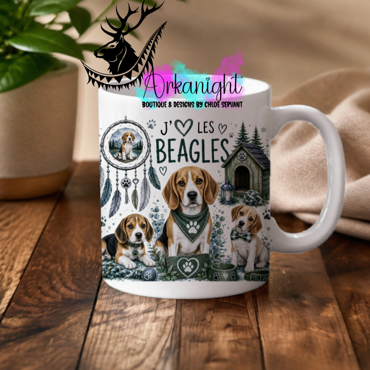 Numérique - Tasse en céramique - Collection Boho 2026 ♡ Chiens ♡ Beagle