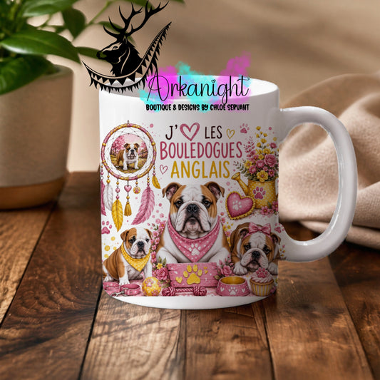 Tasse en céramique sur commande - Collection Boho 2026 ♡ Chiens ♡  Bouledogues anglais