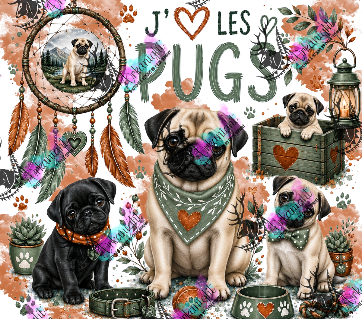 Numérique ♡Collection Boho 2026 ♡ Chiens ♡ Pugs
