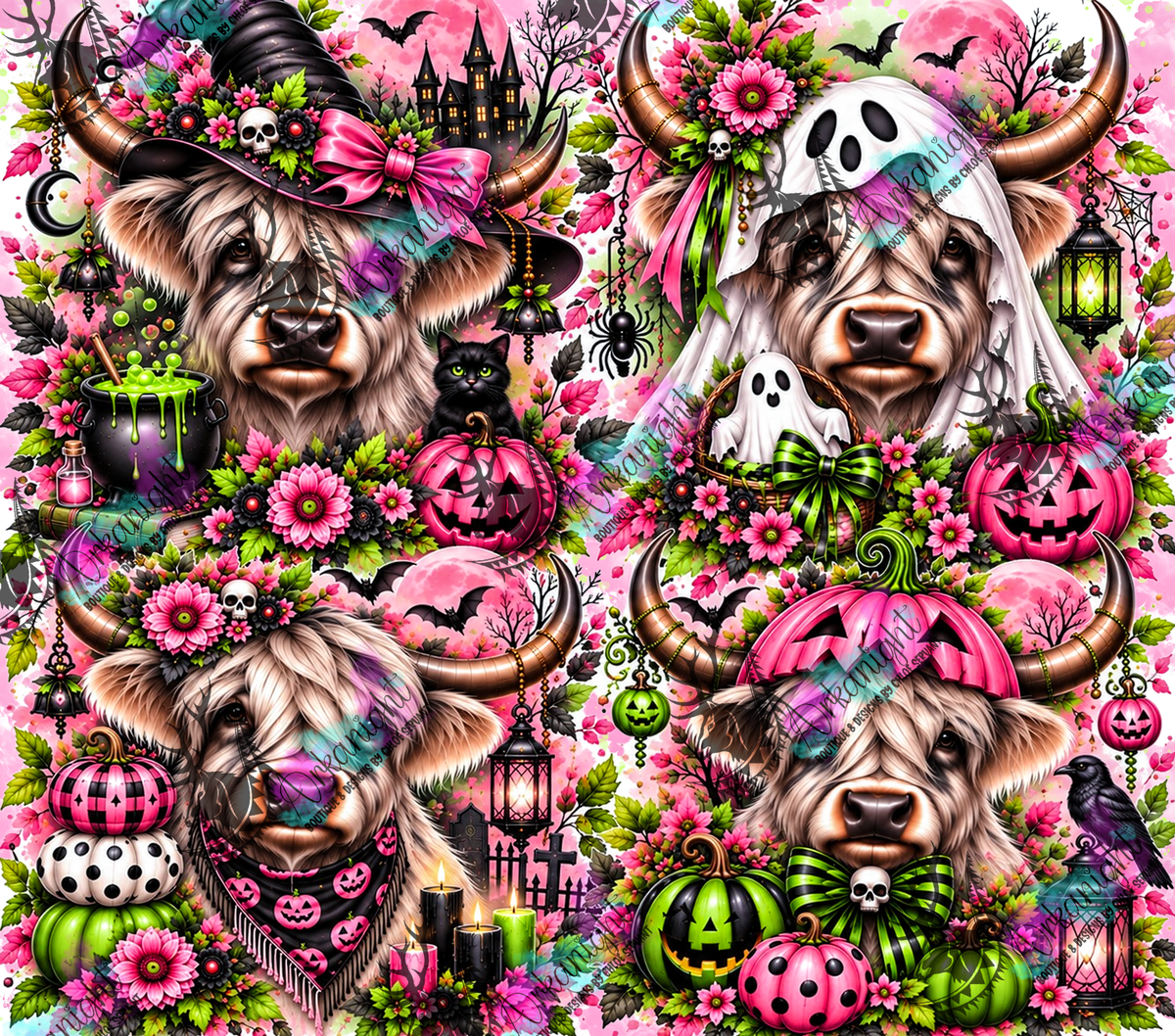 Numérique ♡Collection Halloween 2026 ♡ Vache Highland Rose Barbie & Vert
