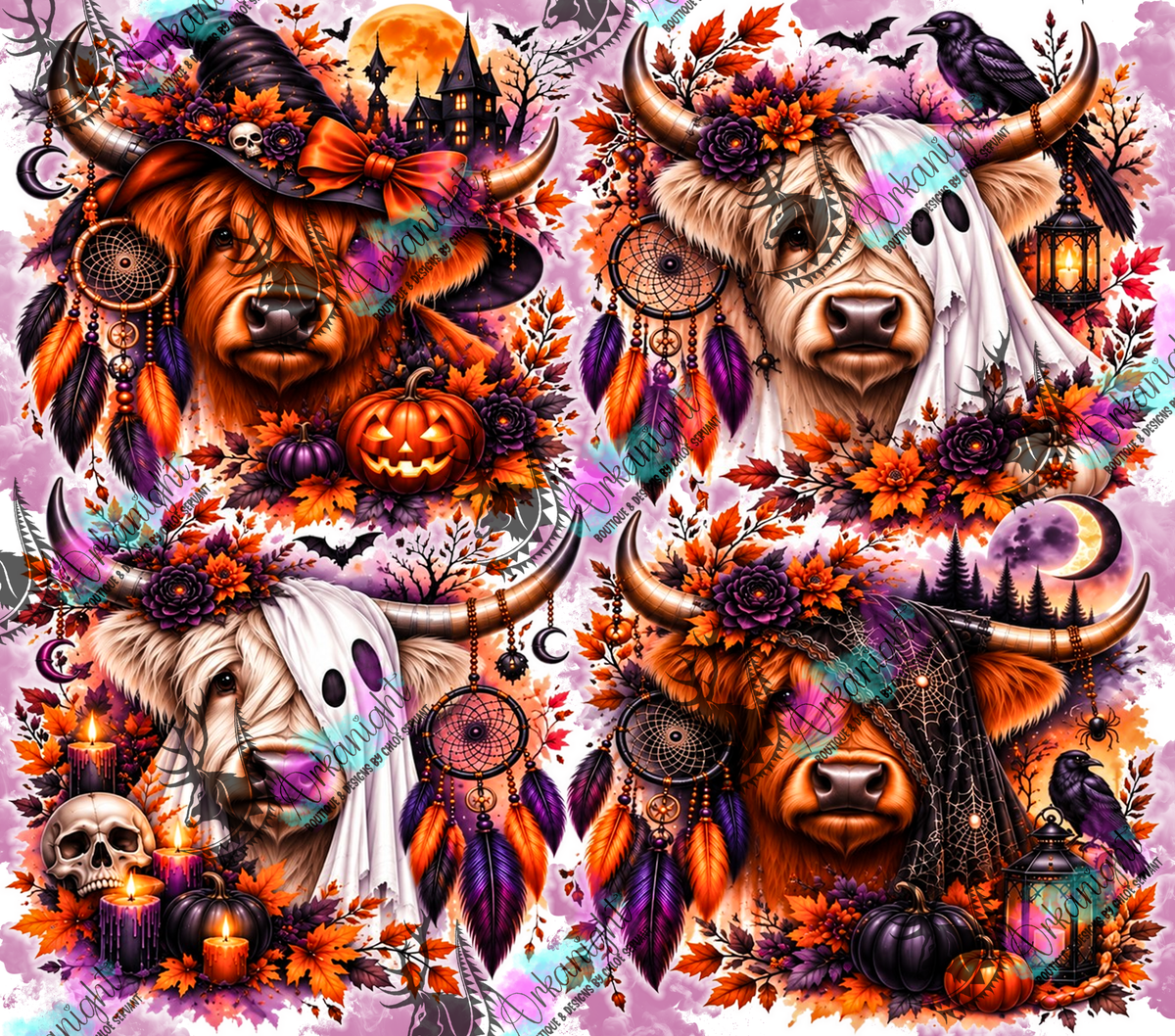 Numérique ♡Collection Halloween 2026 ♡ Vache Highland Mauve & Orange