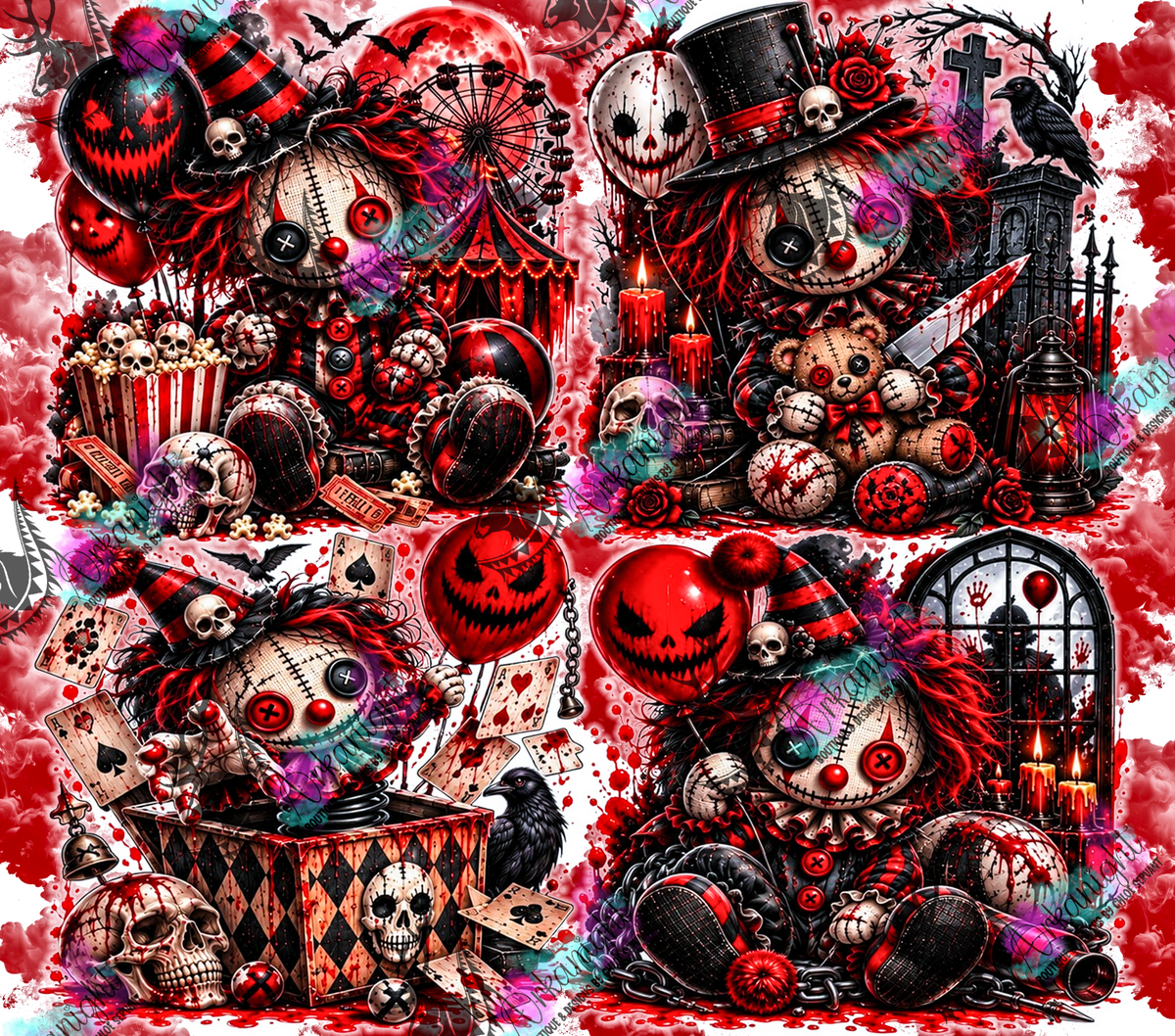 Numérique ♡Collection Halloween 2026 ♡ Voodo Clown Horrifique Rouge
