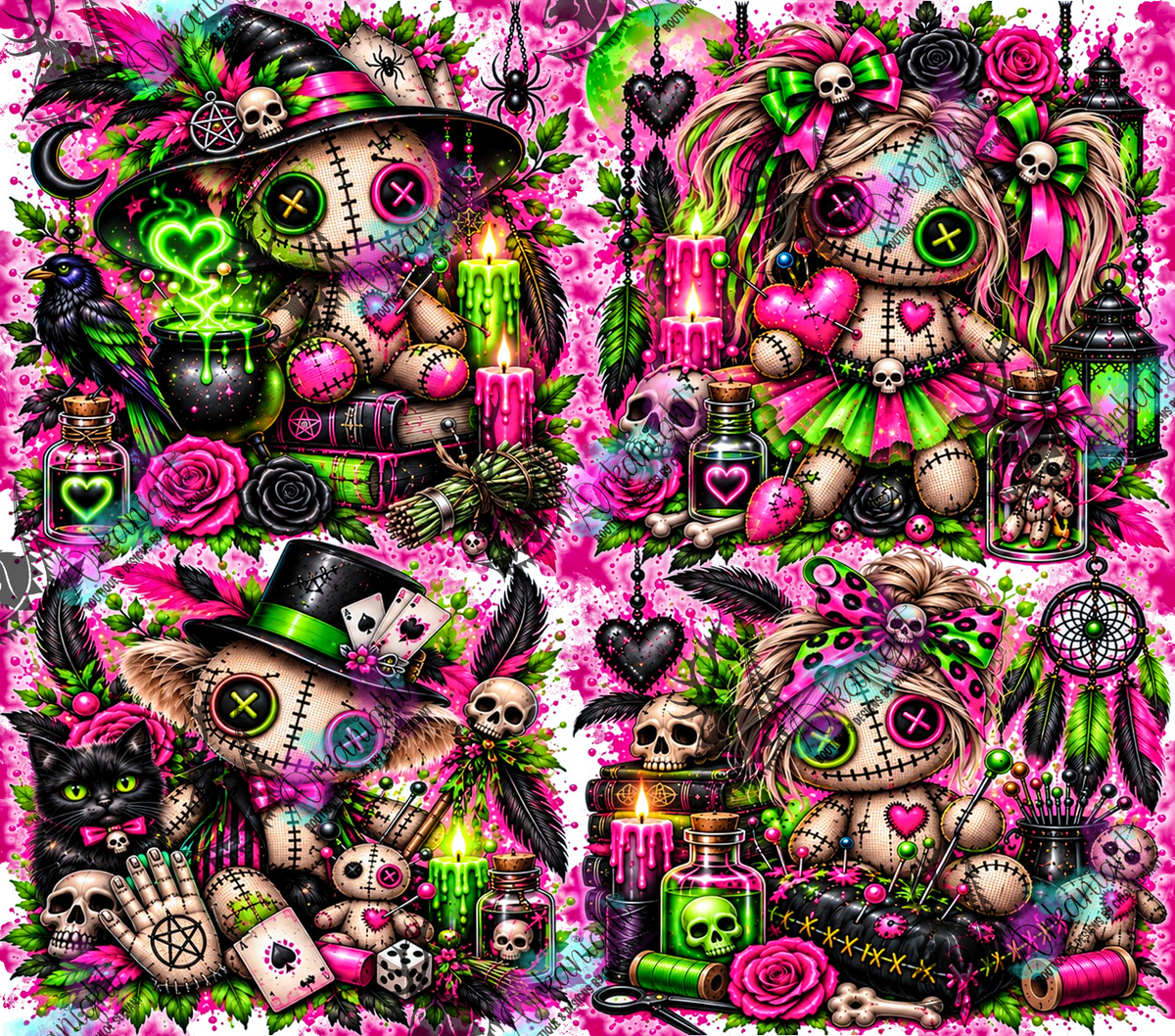 Numérique ♡Collection Halloween 2026 ♡ Voodo Poupée Horrifique Rose & Vert