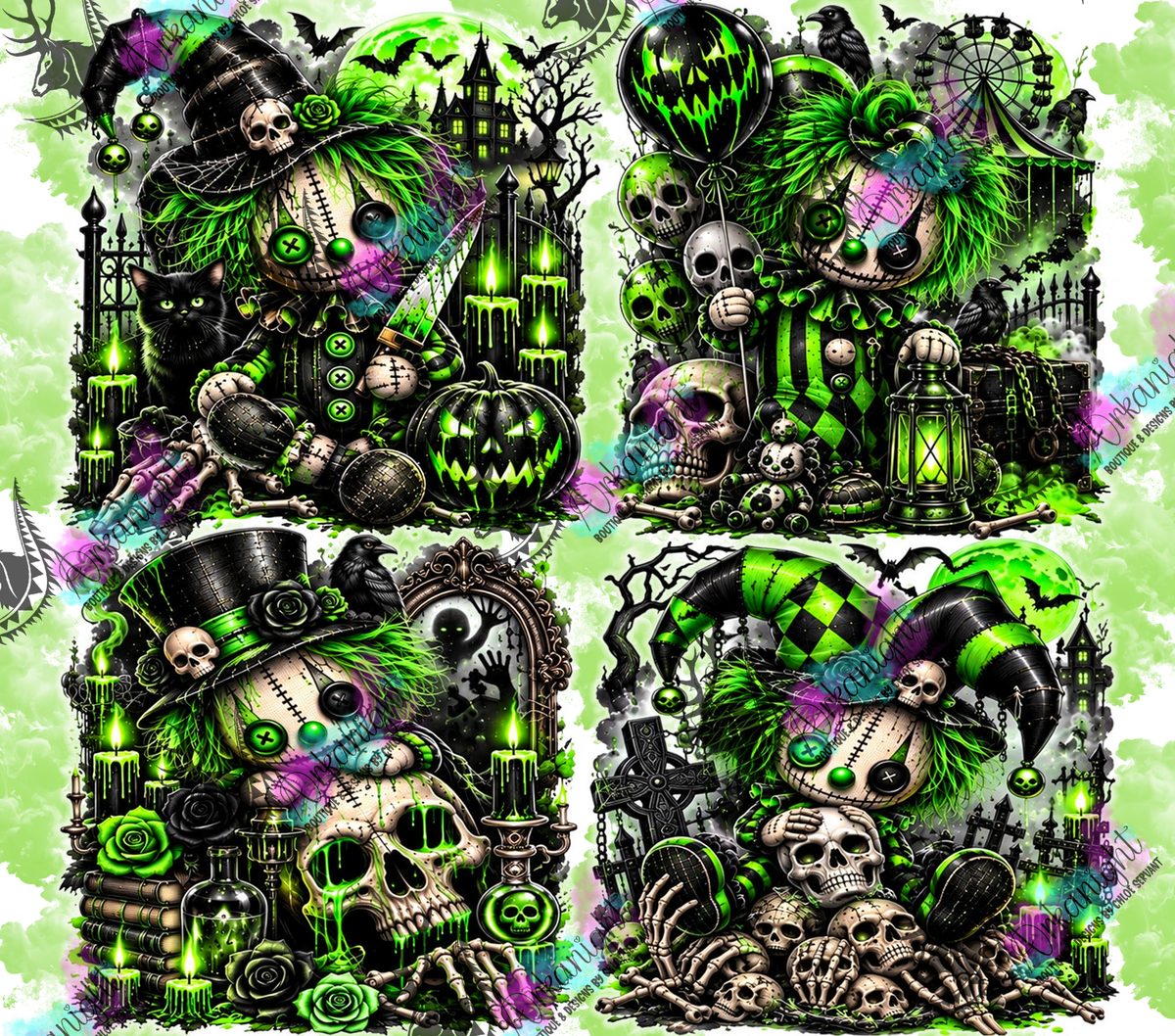 Numérique ♡Collection Halloween 2026 ♡ Voodo Clown Horrifique Vert