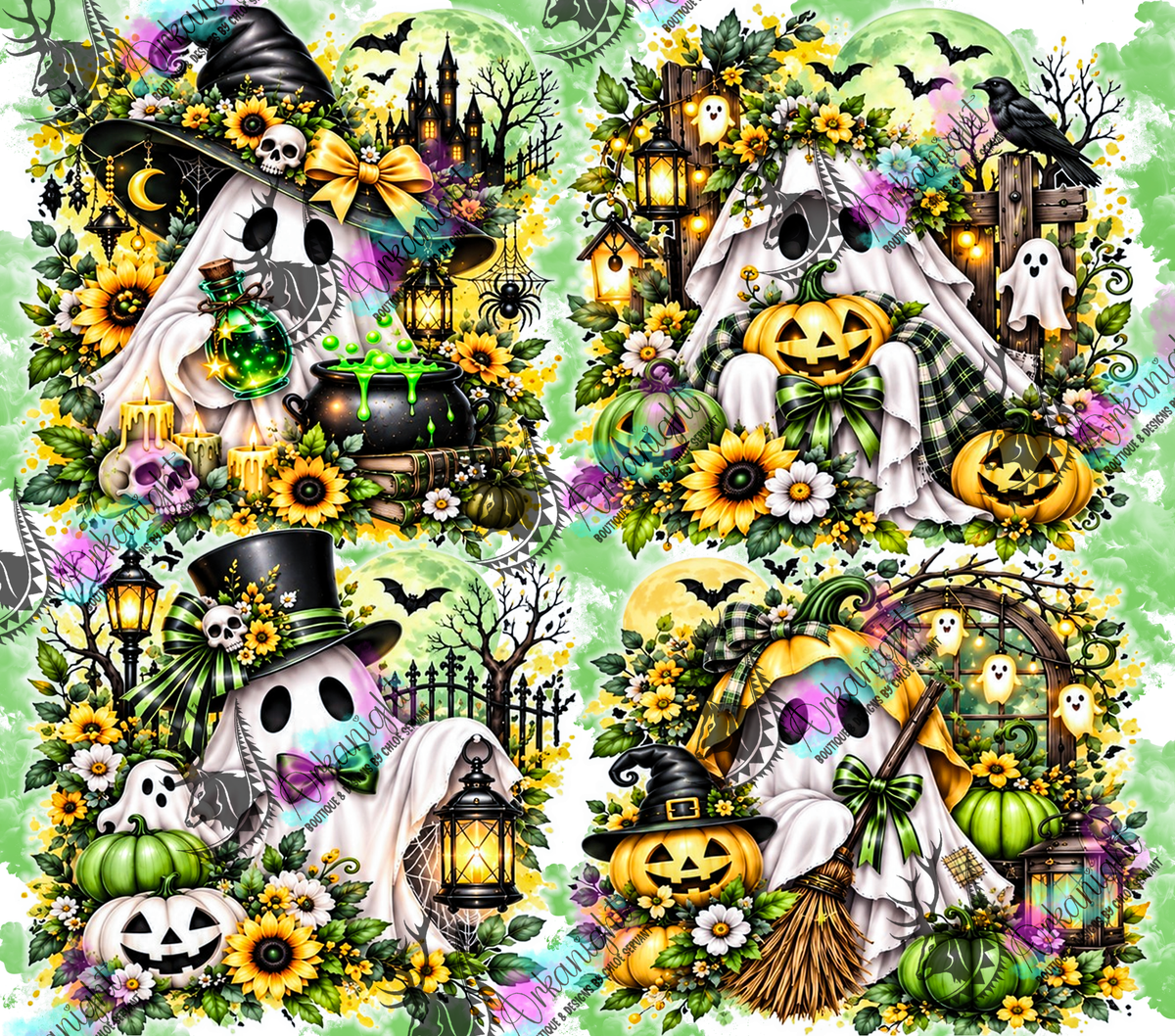 Numérique ♡Collection Halloween 2026 ♡ Fantôme Adorable Vert & Jaune