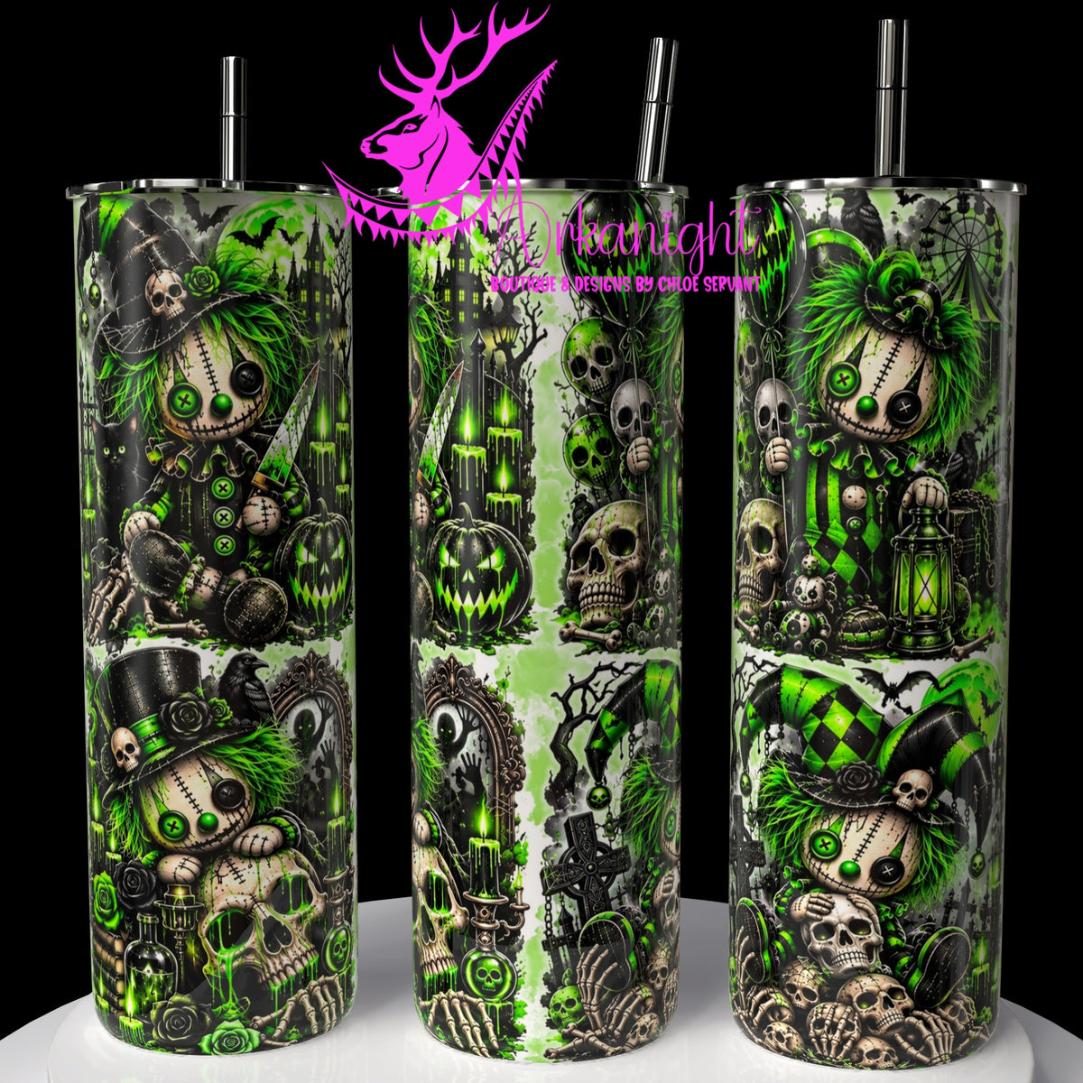 Gourde sur commande ♡ Collection Halloween 2026 ♡ Voodo Clown Horrifique Vert
