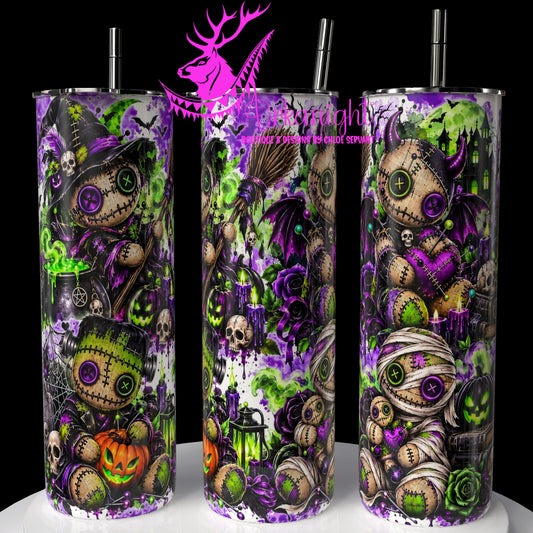 Gourde sur commande ♡ Collection Halloween 2026 ♡ Vodoo Monstre Horrifique Vert & Mauve