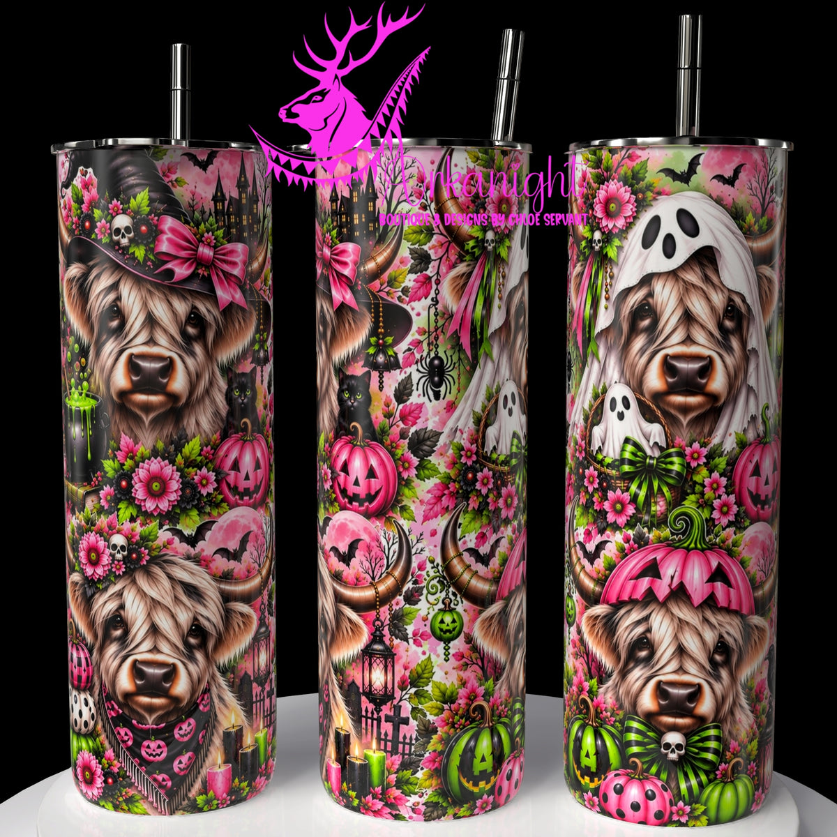 Numérique ♡Collection Halloween 2026 ♡ Vache Highland Rose Barbie & Vert