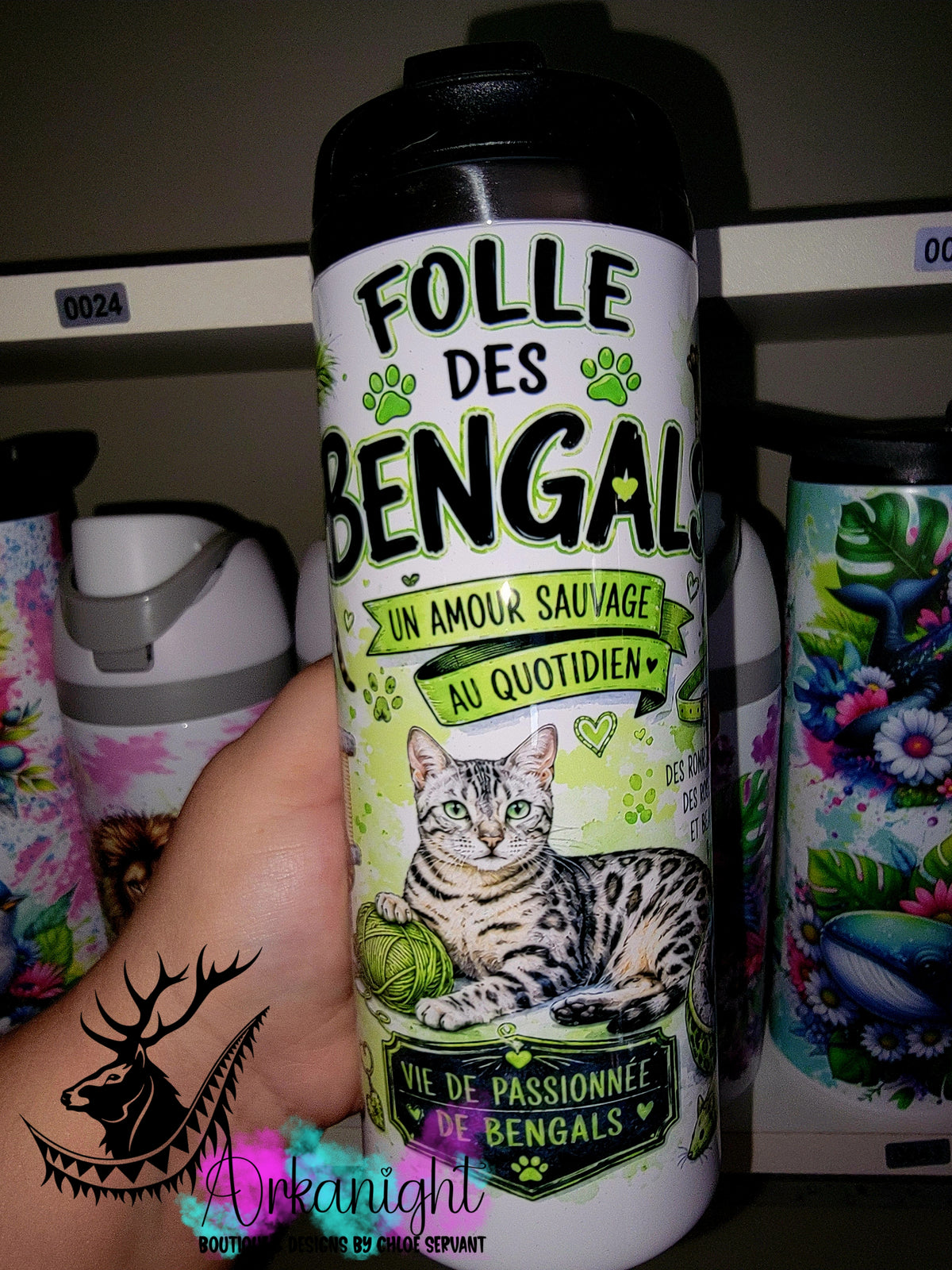Gourde sur commande - Couvercle à café ♡ 14 oz - Folle des Bengals