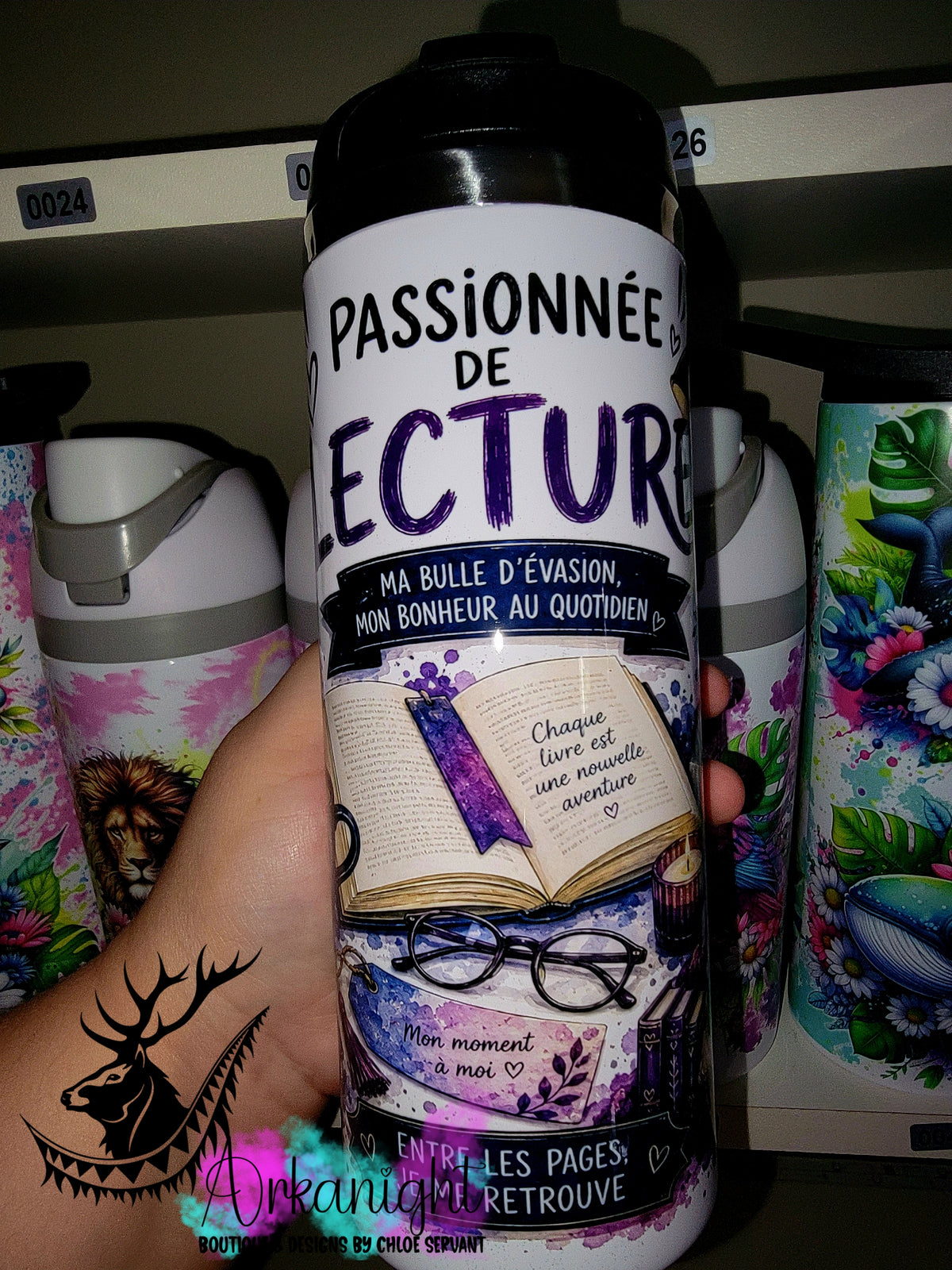 Gourde sur commande - Couvercle à café ♡ 14 oz - Collection Occupation & Passion ♡ Passionnée de Lecture