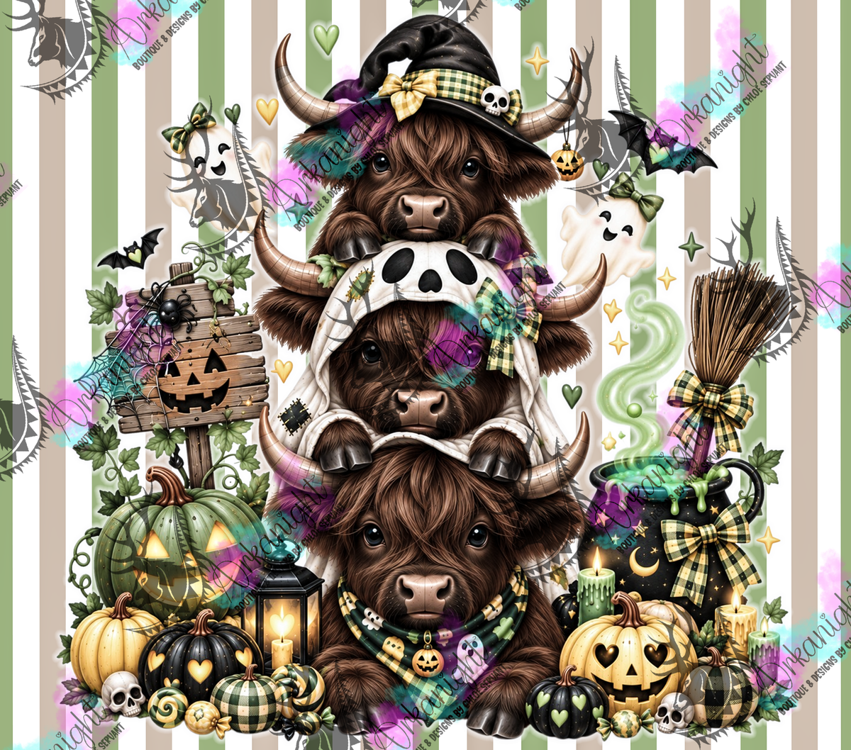 Numérique ♡Collection Halloween 2026 ♡ Trio d'animaux ♡ Vache Highland Brune Chocolat