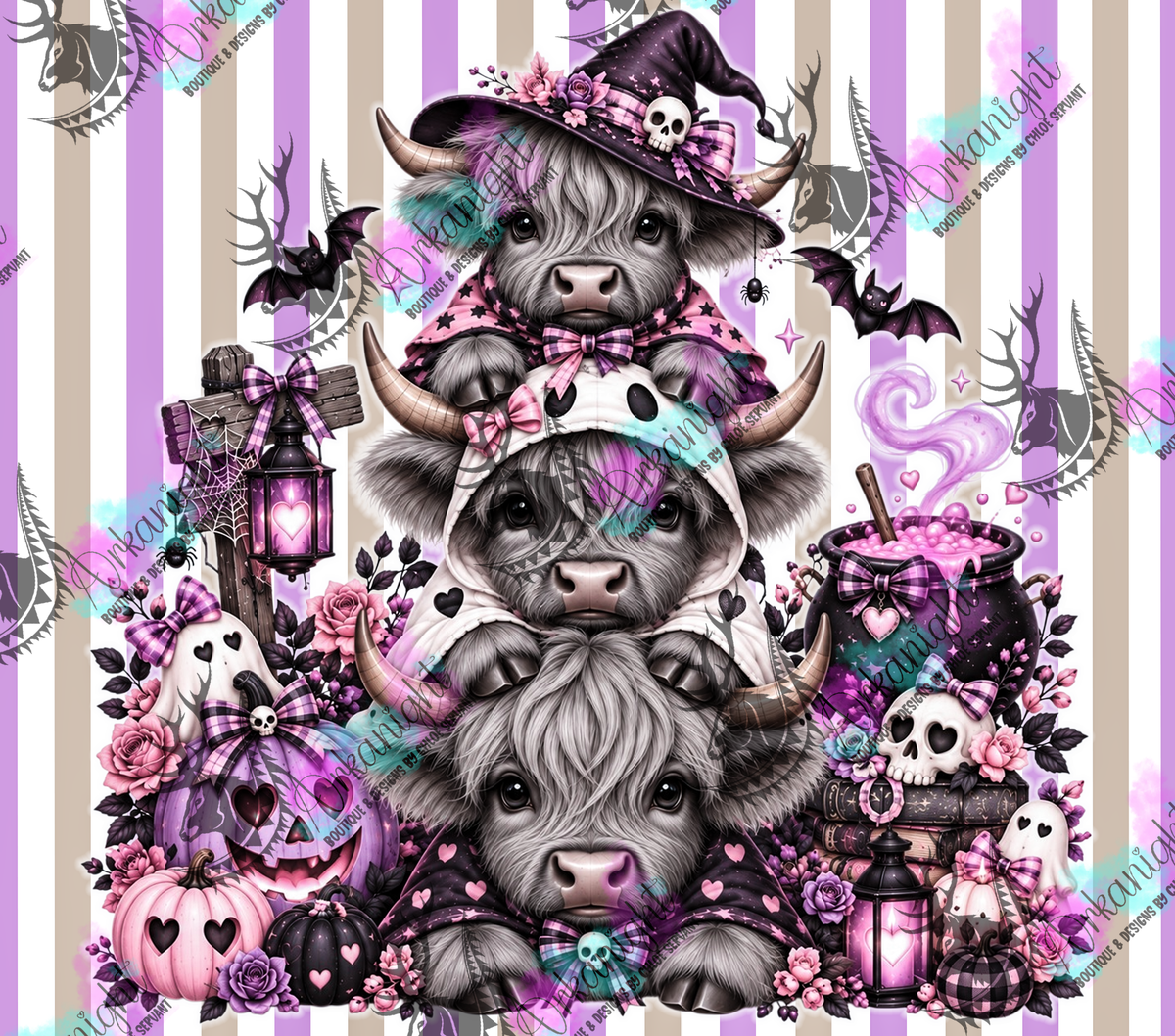 Numérique ♡Collection Halloween 2026 ♡ Trio d'animaux ♡ Vache Highland Grise