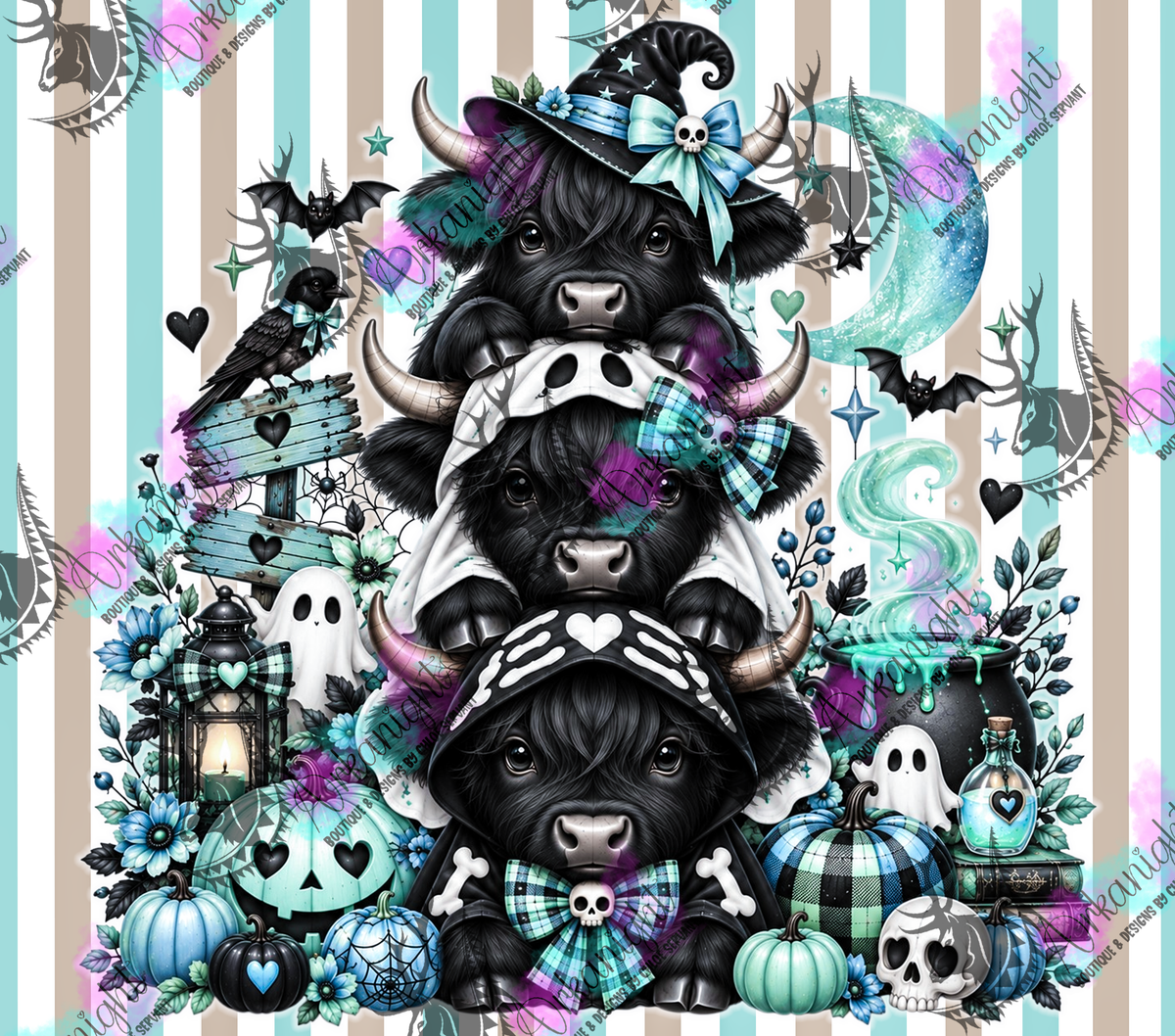Numérique ♡Collection Halloween 2026 ♡ Trio d'animaux ♡ Vache Highland Noire