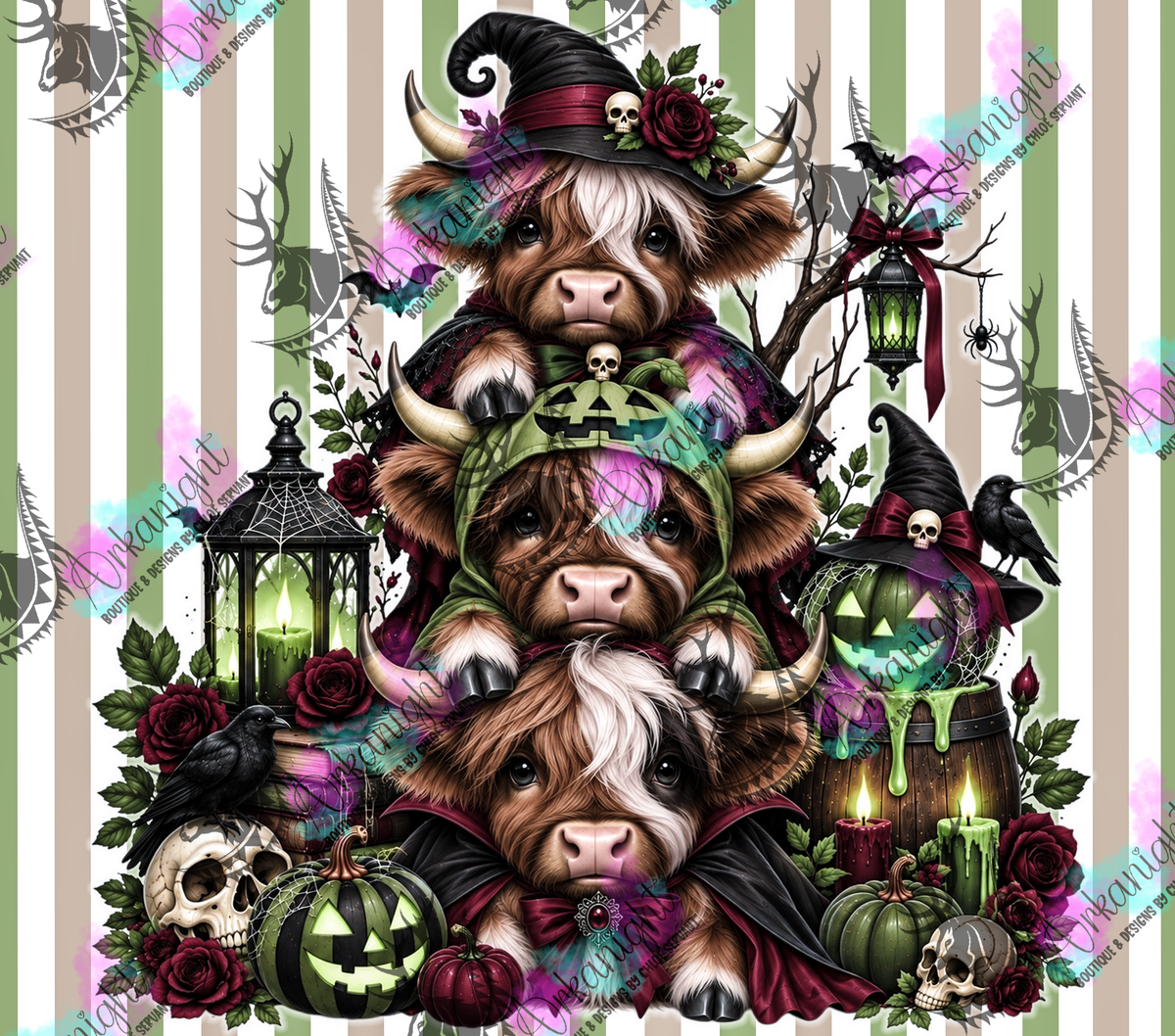 Numérique ♡Collection Halloween 2026 ♡ Trio d'animaux ♡ Vache Highland Tricolores