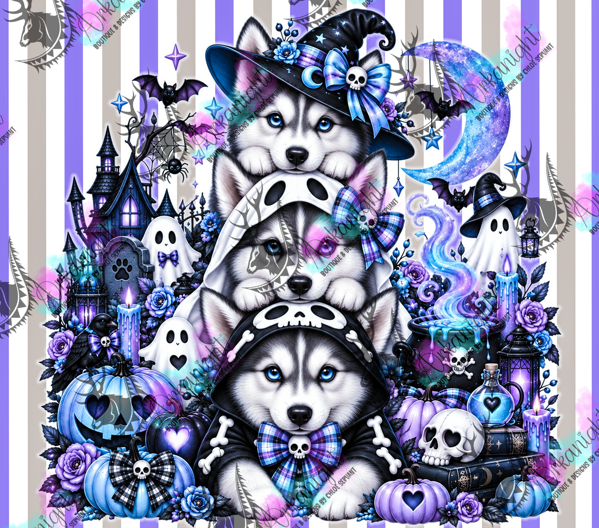 Numérique ♡Collection Halloween 2026 ♡ Trio d'animaux ♡ Chien Huskys