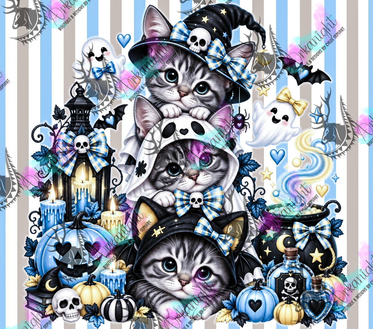 Numérique ♡Collection Halloween 2026 ♡ Trio d'animaux ♡ Chat Tabbie Gris