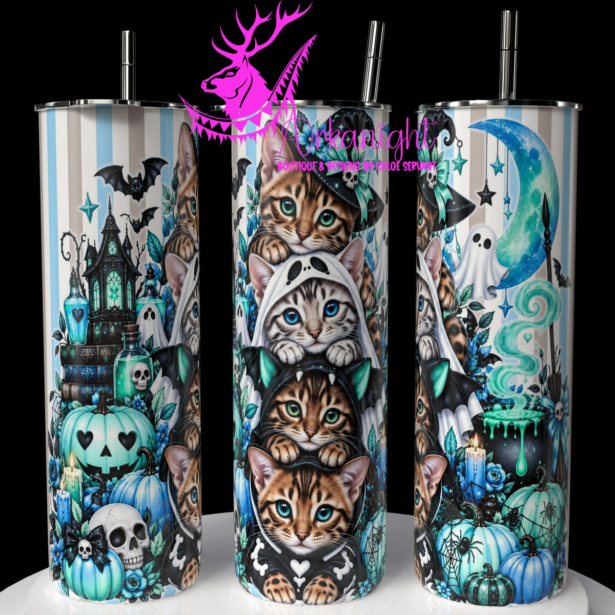 Gourde sur commande ♡ Collection   Halloween 2026 ♡ Trio D'animaux ♡ Chat Bengal