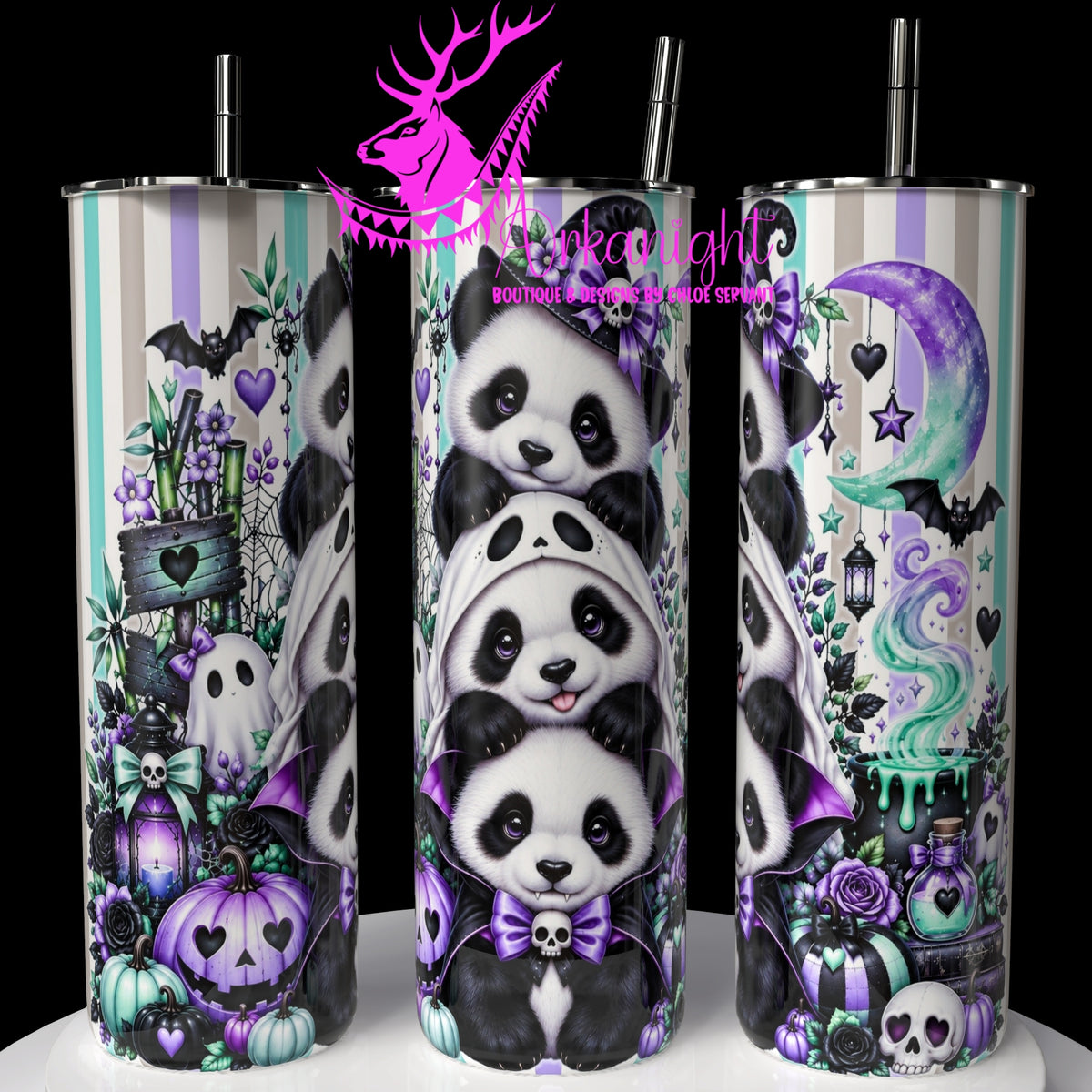 Gourde sur commande ♡ Collection   Halloween 2026 ♡ Trio D'animaux ♡ Panda