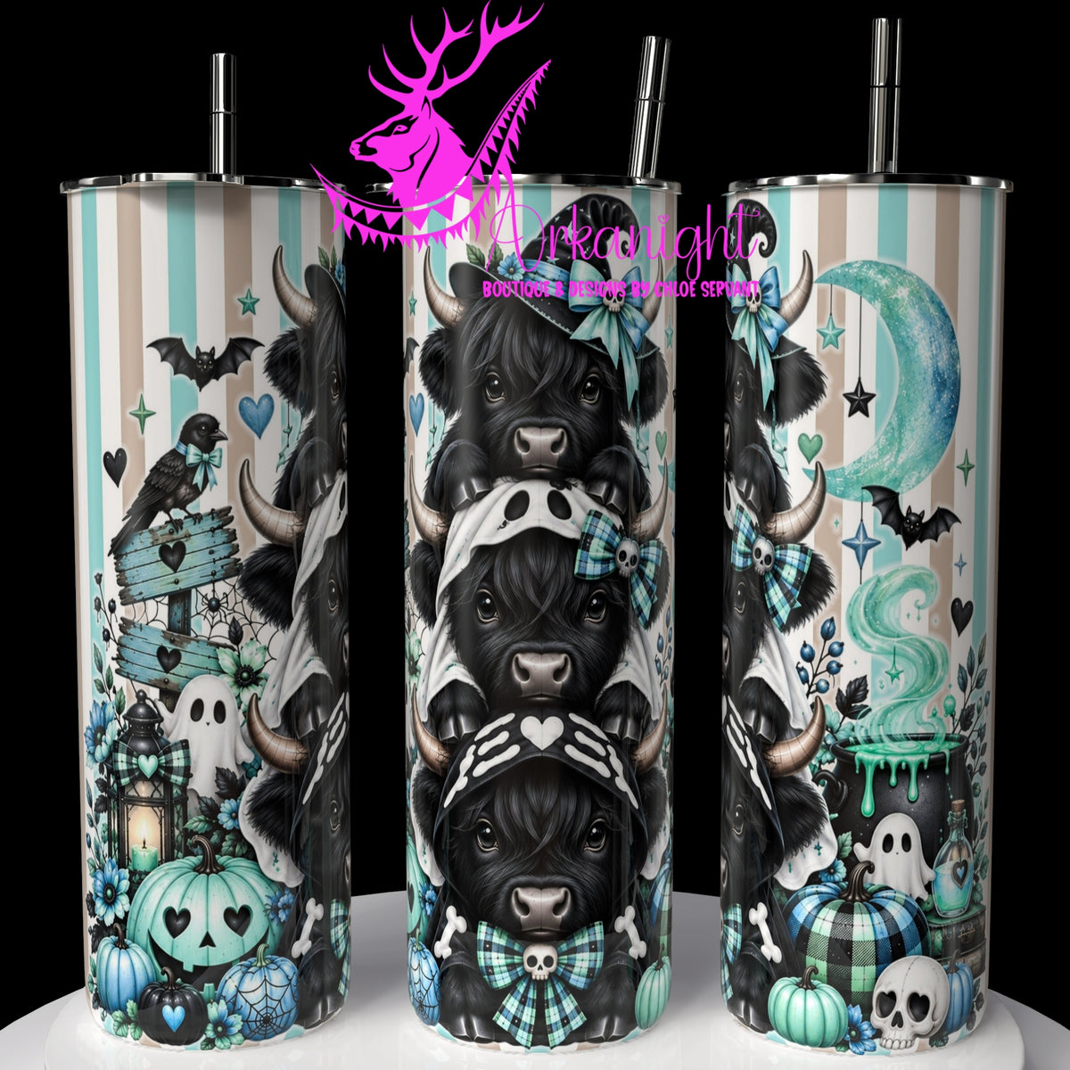 Numérique ♡Collection Halloween 2026 ♡ Trio d'animaux ♡ Vache Highland Noire