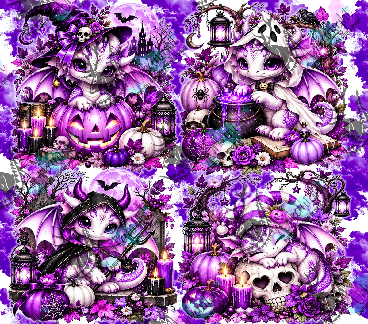 Numérique ♡Collection Halloween 2026 ♡ Dragon ♡ Violet & Blanc