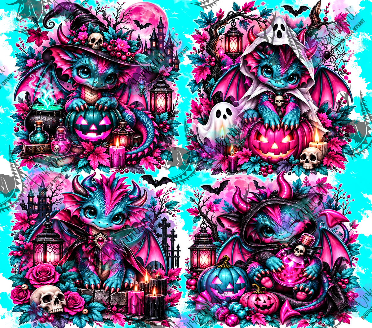 Numérique ♡Collection Halloween 2026 ♡ Dragon ♡ Turquoise & Rose