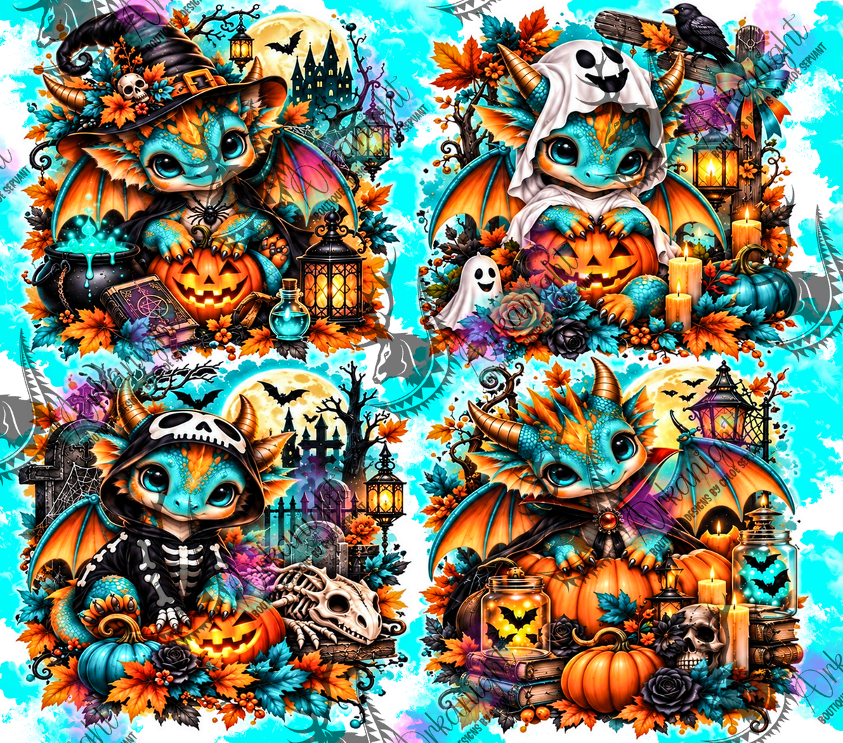 Numérique ♡Collection Halloween 2026 ♡ Dragon ♡ Turquoise & Orange