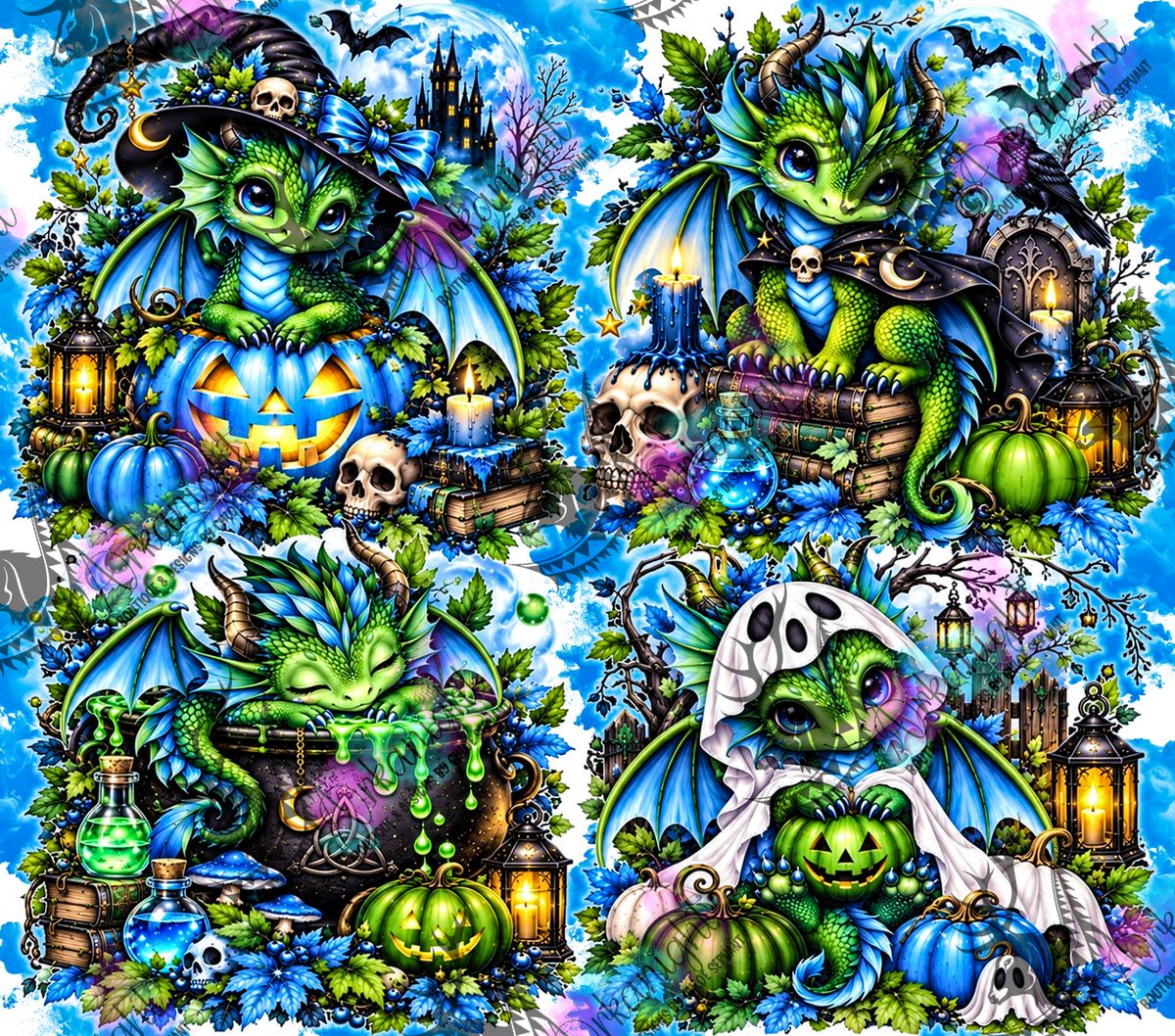 Numérique ♡Collection Halloween 2026 ♡ Dragon ♡ Bleu & Vert