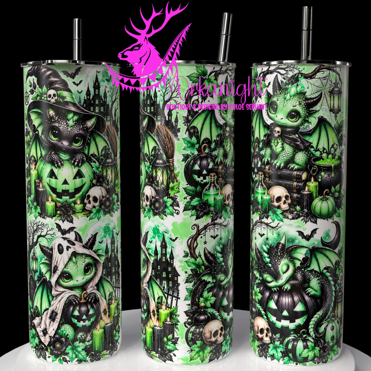 Gourde sur commande ♡ Collection   Halloween 2026 ♡ Dragon ♡ Vert & Noir
