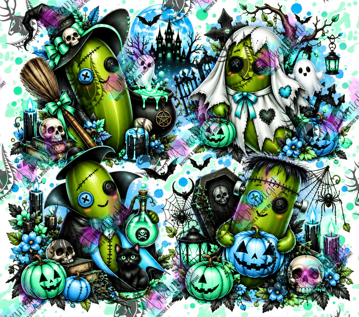 Numérique ♡Collection Halloween 2026 ♡ Cornichons ♡ Bleu Pâle & Vert Menthe