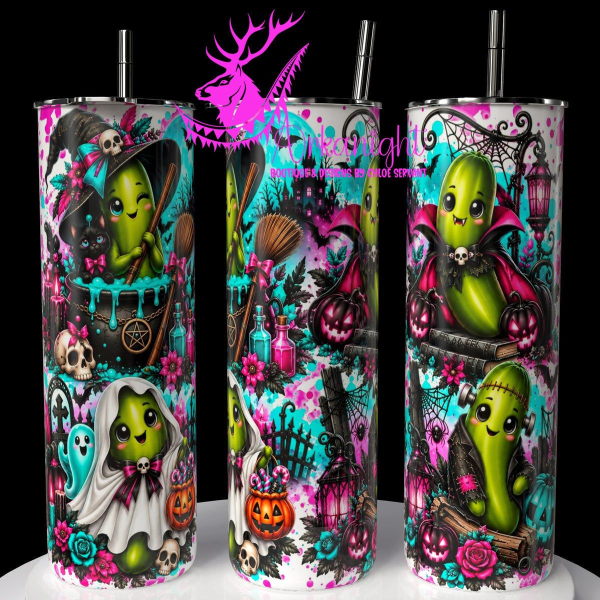 Gourde sur commande ♡ Collection   Halloween 2026 ♡ Cornichons ♡ Turquoise & Rose