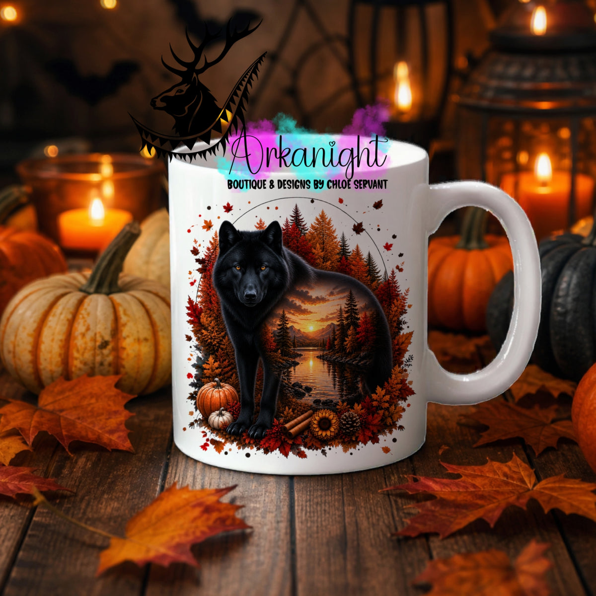 Tasse en céramique sur commande - Collection Automne 2026 ♡ Double Exposition ♡ Loup Noir