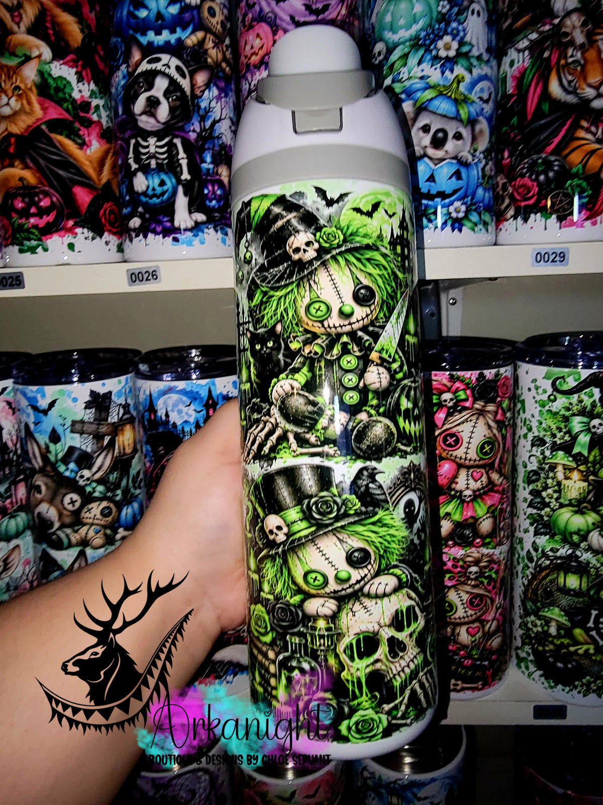 Owala DUPE 24 oz sur commande - Collection Halloween 2026 - Vodoo Clown Vert