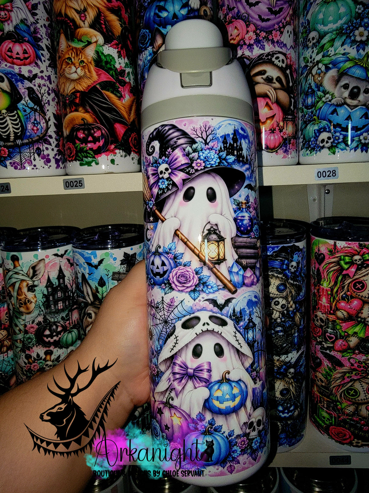 Owala DUPE 24 oz sur commande - Collection Halloween 2026 - Fantôme Violet & Bleu