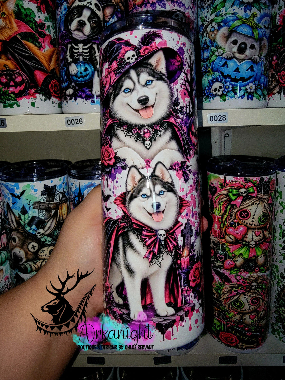 Gourde sur commande ♡ Collection   Halloween 2026 ♡ Chiens ♡ Husky Noir