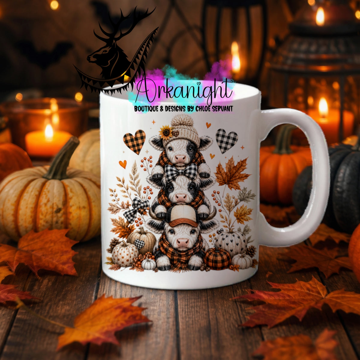 Numérique - Tasse en céramique - Collection Automne 2026 ♡ Trio ♡ Vache Highland Blanche & Noir