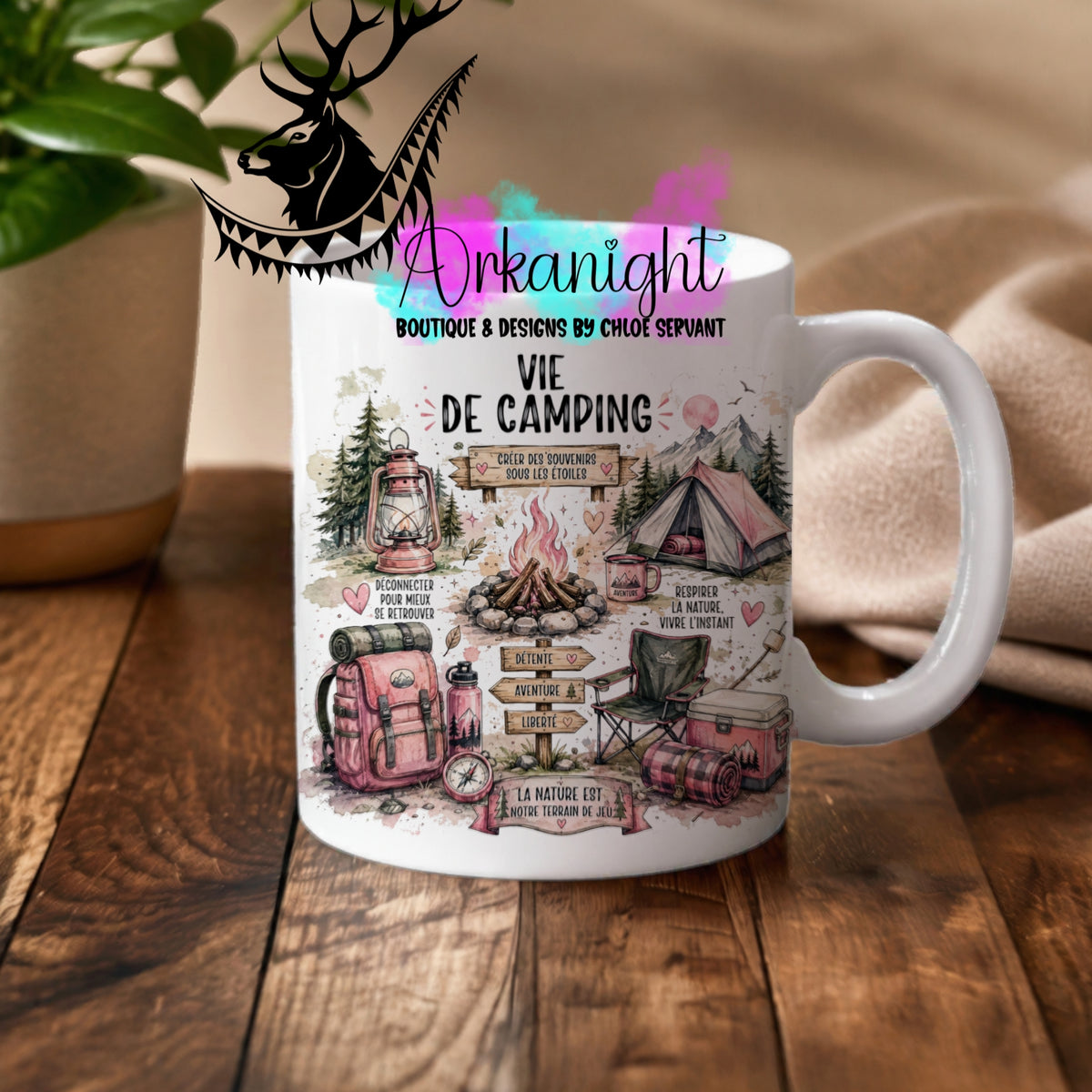 Tasse en céramique sur commande - Collection Occupation & Passion ♡ Camping Girly