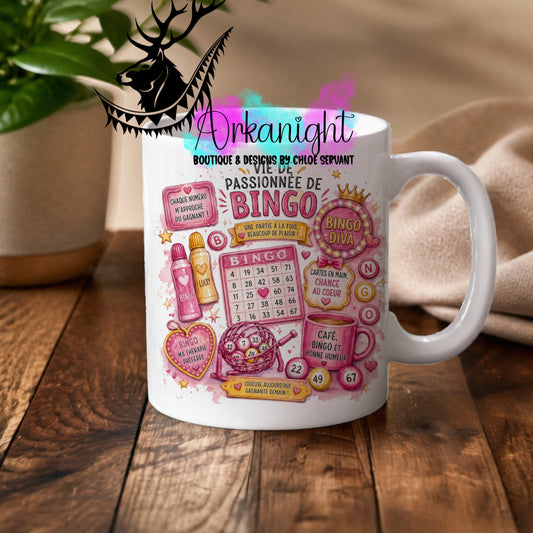 Numérique - Tasse en céramique - Collection Occupations & Passions ♡ Passionnée de Bingo