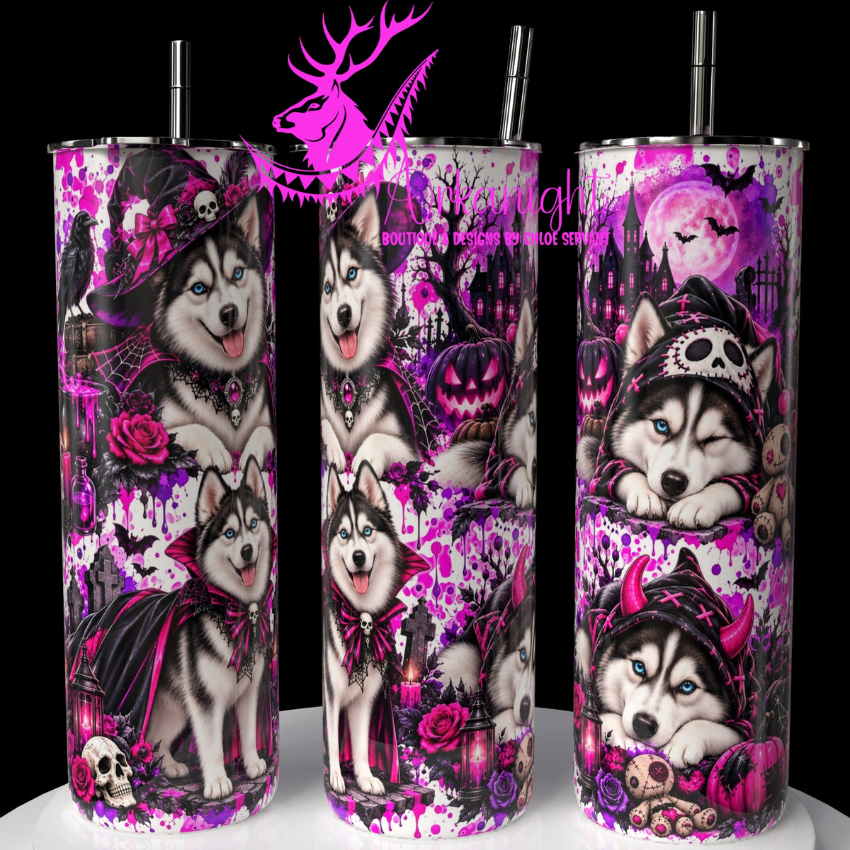Gourde sur commande ♡ Collection   Halloween 2026 ♡ Chiens ♡ Husky Noir