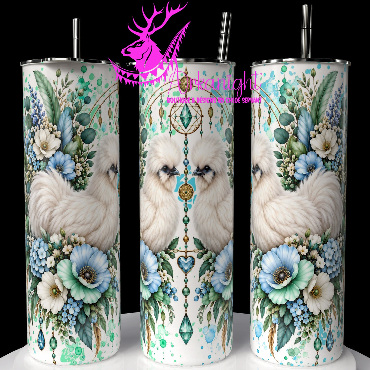 Gourde sur commande ♡ Collection   Animaux - Cycle Lunaire ♡ Poule Soyeuse