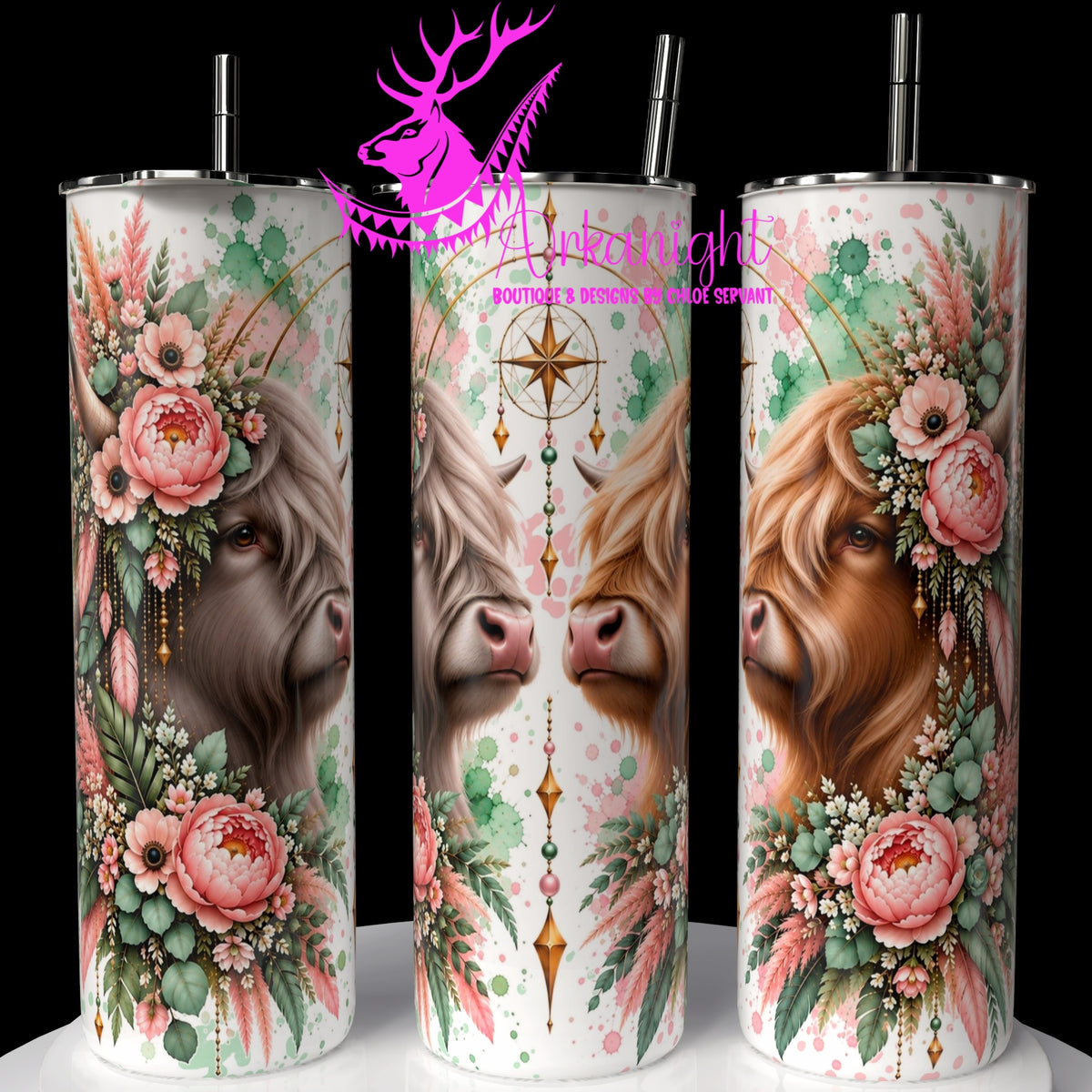 Numérique ♡Collection Animaux - Cycle Lunaire ♡ Vache Highland ♡ Grise & Rousse
