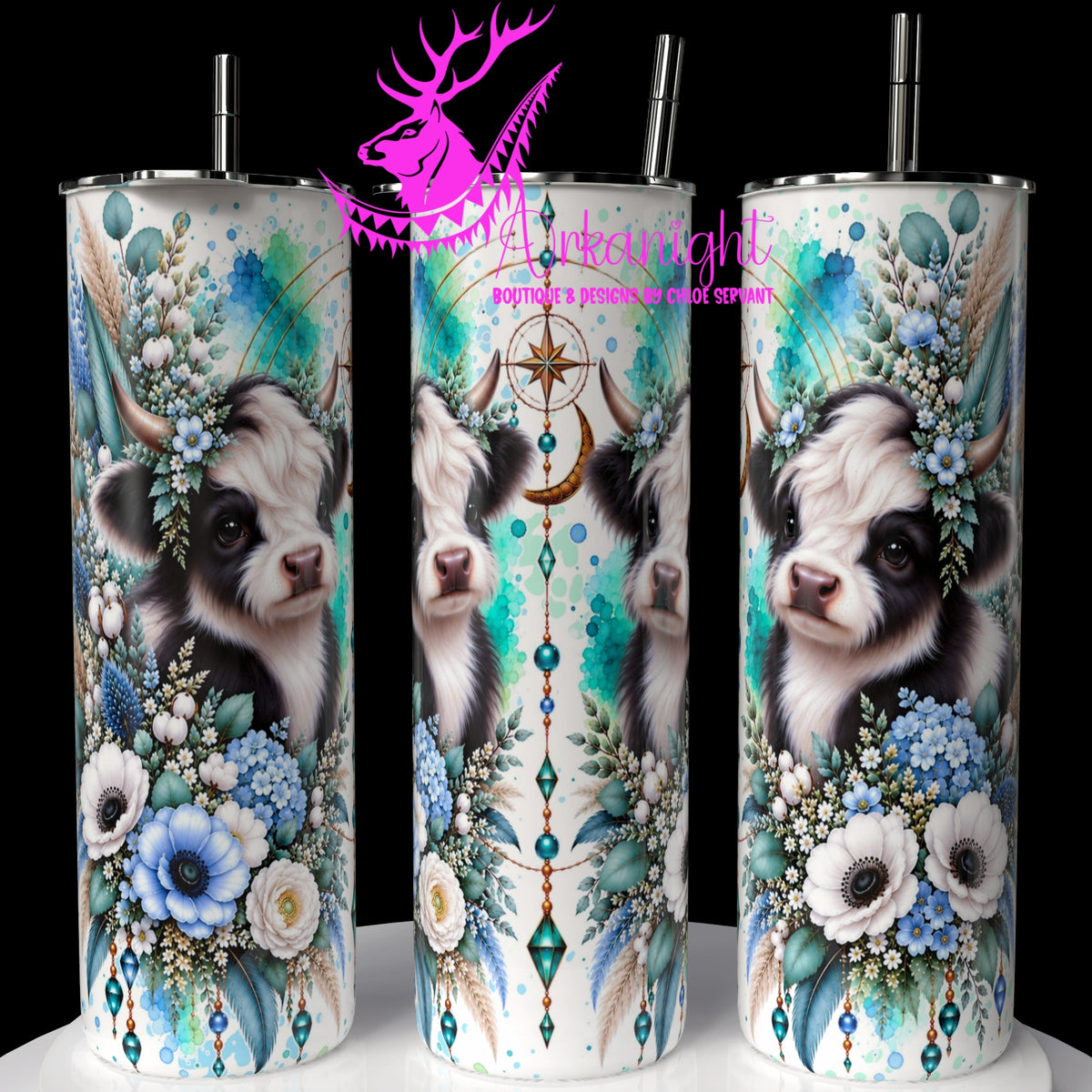 Numérique ♡Collection Animaux - Cycle Lunaire ♡ Vache Highland ♡ Bébé Noire & Blanc